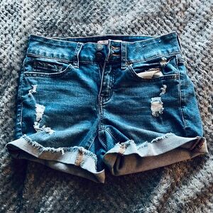 Low rise jean shorts